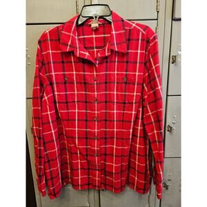 Duluth Ladies Cotton Flannel Plaid Long Sleeve Button Front Shirt Size XXL